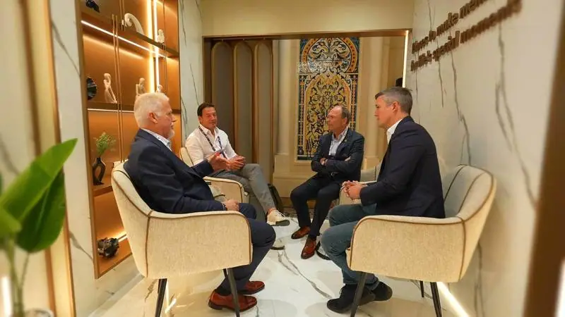 A meeting in a lounge at FHS World, Dubai